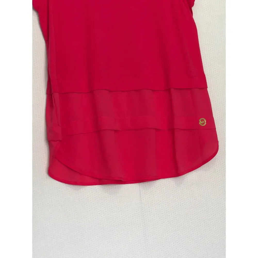 Michael Kors Pink Sleeveless Lightweight Blouse Layered Chiffon‎ Hem Size M
